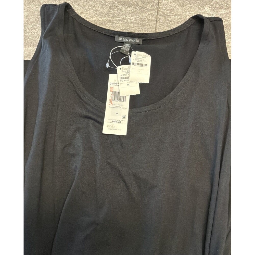 Eileen Fisher 1X Jersey Tank Dress Easy Fit Full Length Pockets Capsule Minimal - Picture 3 of 6
